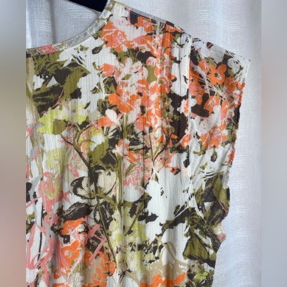 Eddie Bauer V Neck Faux Wrap 100% Cotton Floral Dress Size 12 - Picture 10 of 14